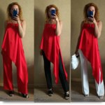 Топ AliExpress Woman Elegant Red Irregular Satin Camisole 2021 Summer Casual Female Solid Soft Long Tops Ladies Streetwear Camisoles фото