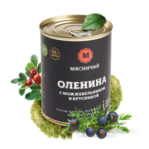 Консервы мясные Мясничий Оленина с можжевельником и брусникой фото