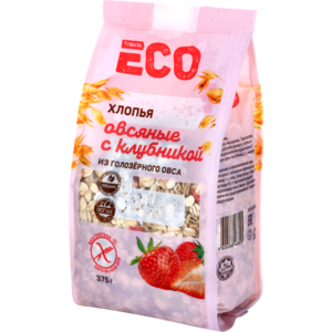 Хлопья овсяные Лента ECO С клубникой безглютеновые  фото