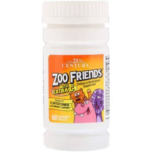 Витамины для детей 21st Century Health Care "Zoo Friends with Extra C", 60 chewable tablets фото