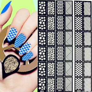 Трафареты для маникюра TeaBeauty 12 Tips/Sheet Nail Vinyls Easy Use Nail  Art Manicure Stencil Stickers 6 Patterns | отзывы