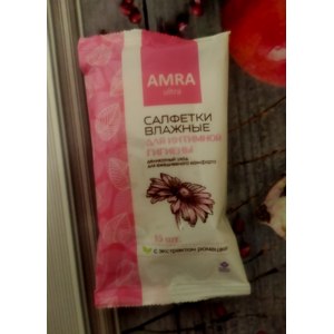 Влажные салфетки для интимной гигиены Amra ultra с экстрактом ромашки фото
