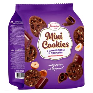 Печенье Брянконфи Mini Cookies шоколадное с орехами фото