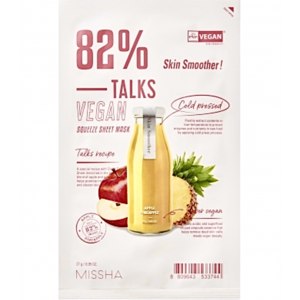 Тканевая маска для лица Missha Увлажняющая TALKS VEGAN SQUEEZE Skin Smoother фото