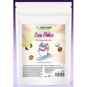 Скраб для тела Younicorn Питательный с кокосовой стружкой и шиммером Coco Flakes фото