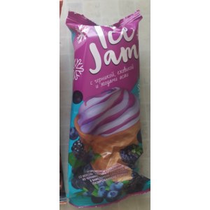 Мороженое Бодрая корова Ice Jam сливочное со вкусом черники и наполнителем черники , ежевики , и ягодами асаи. фото