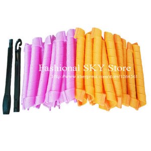 Бигуди Aliexpress 20pcs+2Hooks Hair Curler Magic Spiral Ringlets Former Stretched Length 50CM Circle Rolle фото