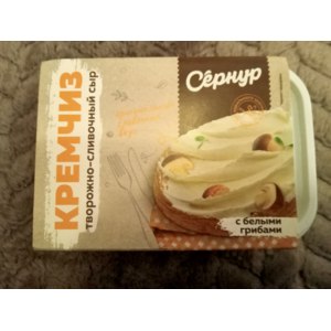 Кремчиз ЗАО "Сернурский сырзавод", респ. Марий Эл творожно-сливочный сыр с белыми грибами, 180 гр. фото