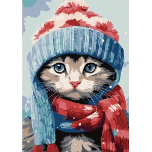 Картина-раскраска "Котенок в шапочке и шарфике" по номерам. Арт: MINIA50026, Артвентура  фото