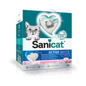 Наполнитель для кошачьего туалета SaniCat комкующийся с ароматом лотоса, Active White фото