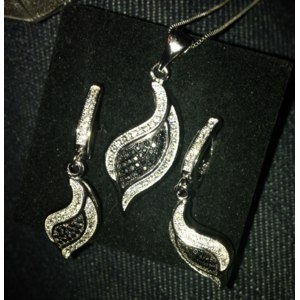 Серьги и подвеска Aliexpress TZ0118-E NEW Fashion Design 1pair 925 silver Micro pave Zircon Jewelry dangle earrings 10x34mm фото