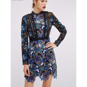 Платье AliExpress Women Dress 2018 Floral Lace Patchwork Embroidery Long Sleeve Mini Slim Sexy Self portrait Dresses Vestidos vestido de festa фото