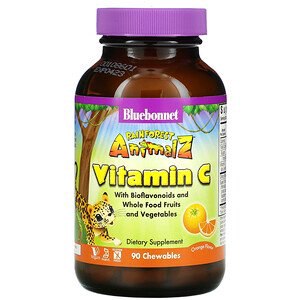 Витамин С для детей Bluebonnet Nutrition Super Earth, Rainforest Animalz, натуральный апельсиновый вкус фото