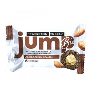 Протеиновая конфета JUMP BIO с ореховой начинкой "Миндальный брауни"   фото