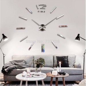 Часы настенные Aliexpress (2015 Creative Modern Big DIY 3D Digital Mirror Sticker Wall Clock Unique Gifts Art Wall Watch Home Decoration Freeshipping) - «Необычные настенные часы украсят интерьер офиса или квартиры. »