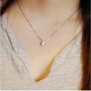 Rose Gold Plated Necklace Pendant Heart  AAA Zirconia 20" 2MM Lobster Clasp B332 