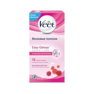 Восковые полоски Veet Easy-Gelwax Technology для нормальной кожи с маслом ши и ароматом ягод асаи фото
