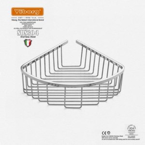 Полочка для ванной Aliexpress Viborg Deluxe Solid Thick 304 Stainless Steel Wire Single Tier Shower Corner Basket Shelf Tidy Rack Caddy Storage Organizer фото