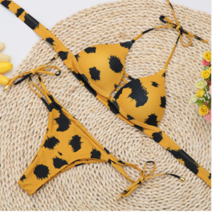 ZAFUL Womens Leopard Push Up V-Neck Bikini Set Swimsuit 