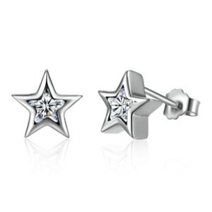 Clear CZ 925 Sterling Silver Star Push-back Women Stud-Earrings Jewelry Brincos Pendientes Mujer PAS436 Starshine 