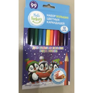 Набор больших цветных карандашей Kid’s Fantasy Fix Price, 12 штук YJ197180667 фото