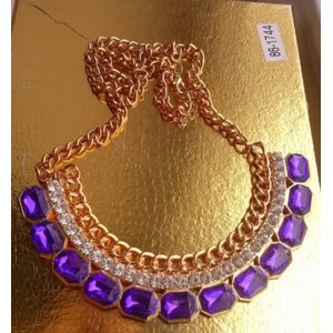 Колье Buyincoins Luxury Gold Plated Rhinestone Multi-Color Crystal Gem Drop Collar Necklace фото