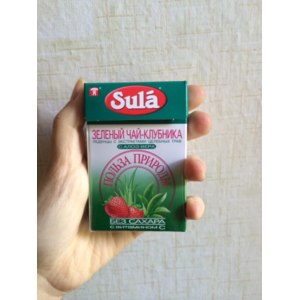 Леденцы Sula без сахара зеленый чай-клубника фото